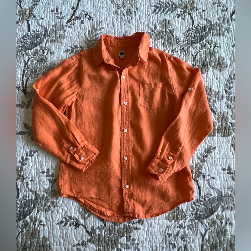 Janie & Jack Boy’s Orange Button-Up Shirt • 8